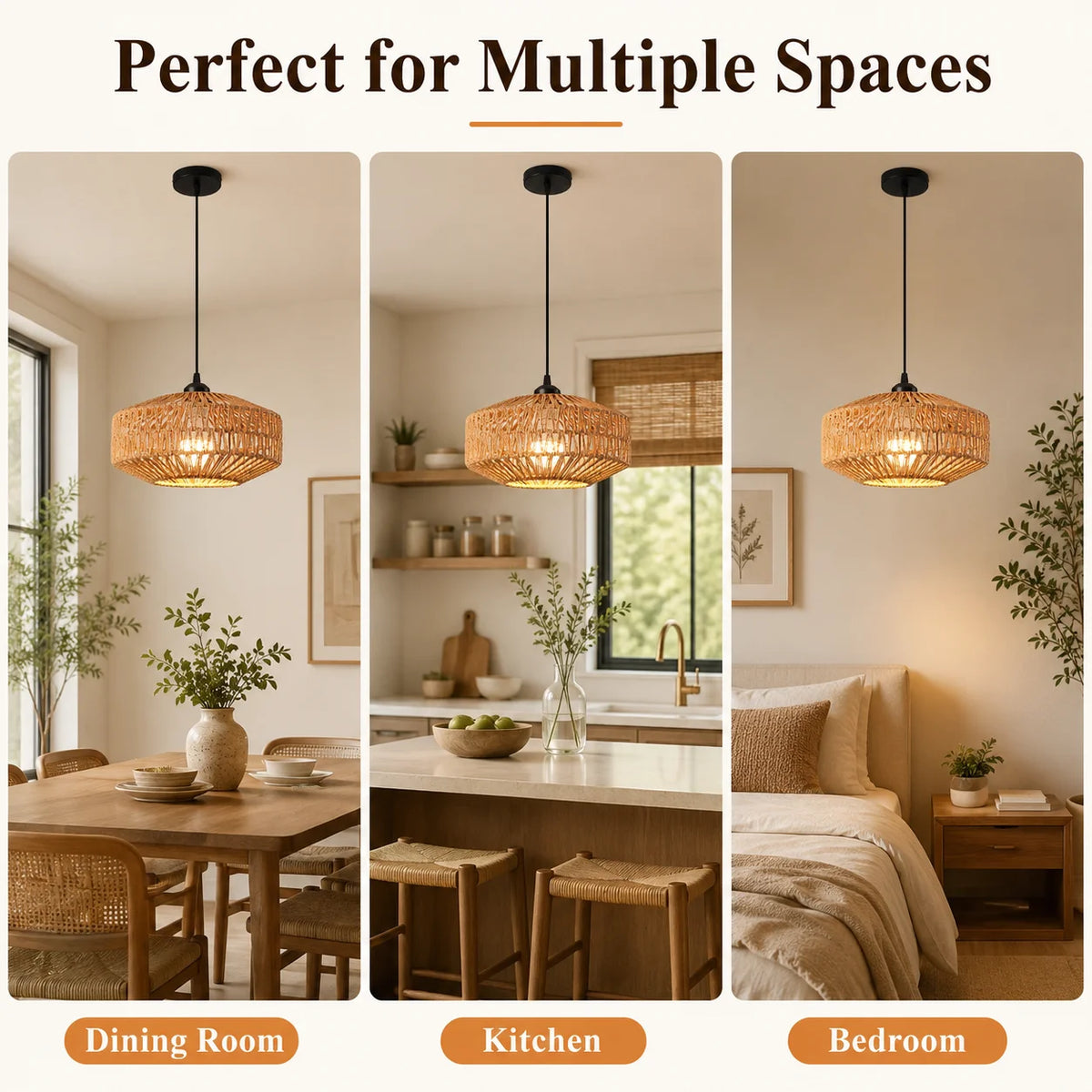 Paper Rope Boho Pendant Light