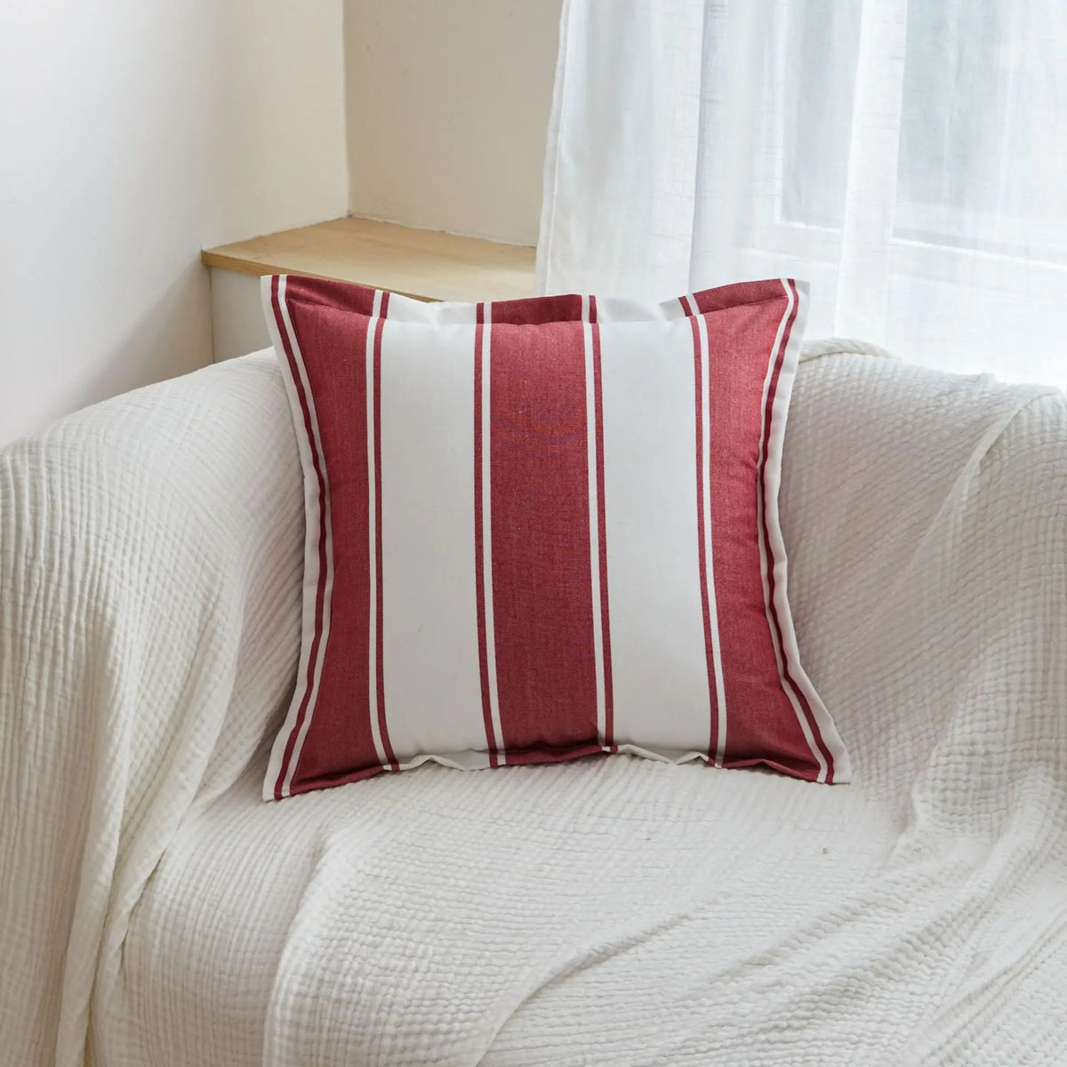 Tassel Trim Cotton Linen Pillow Cover — styling detail