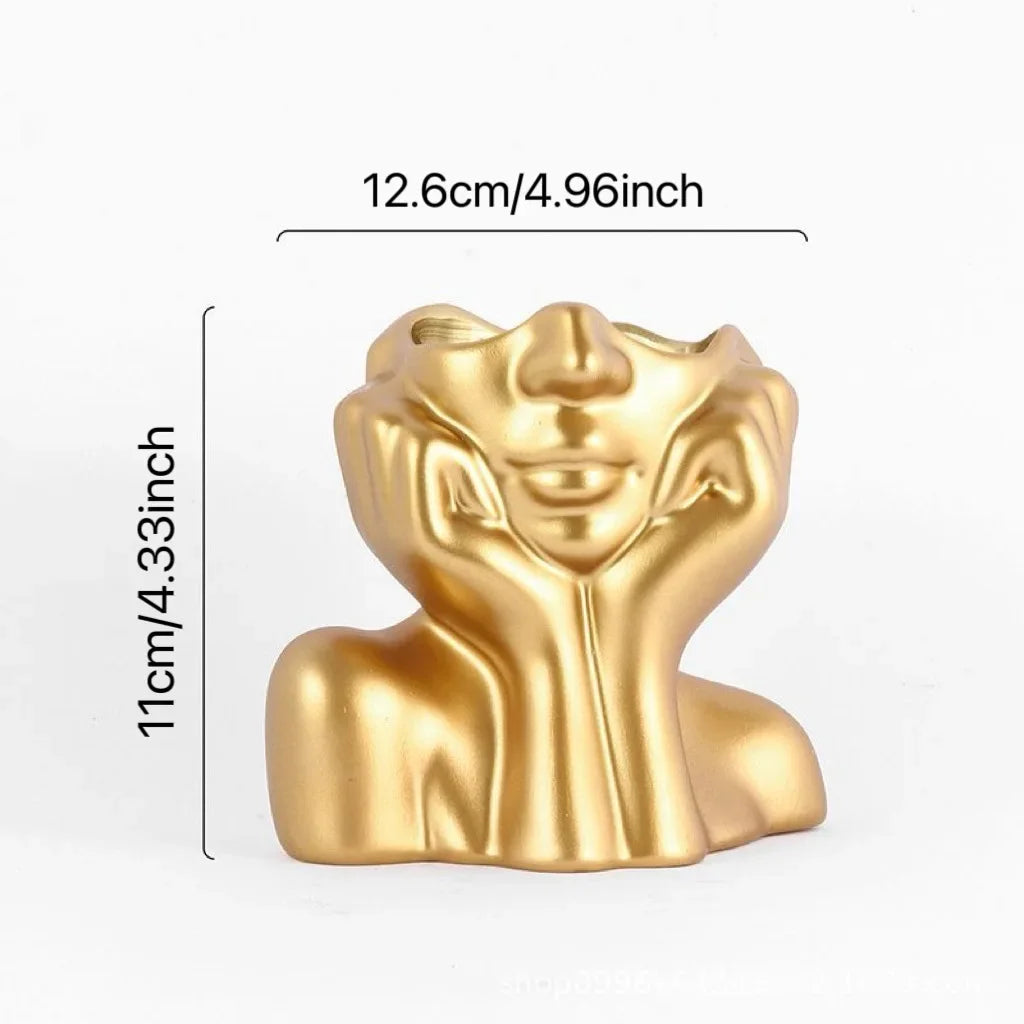 Resin human body art vase gold white black handcraft ornament
