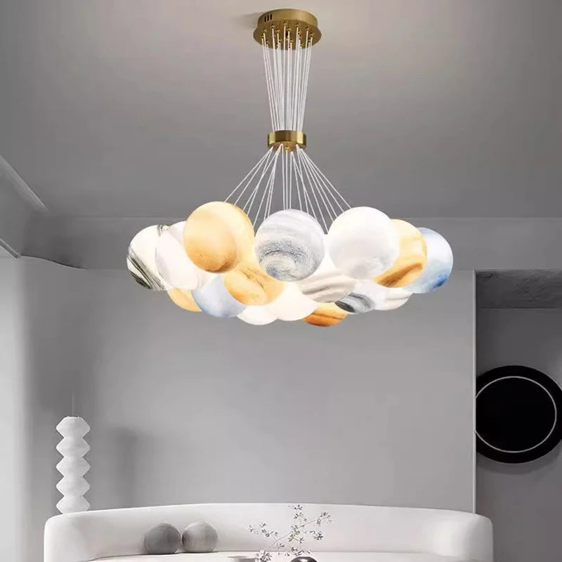 Ironwork and acrylic chandelier with a 47.2 in adjustable drop