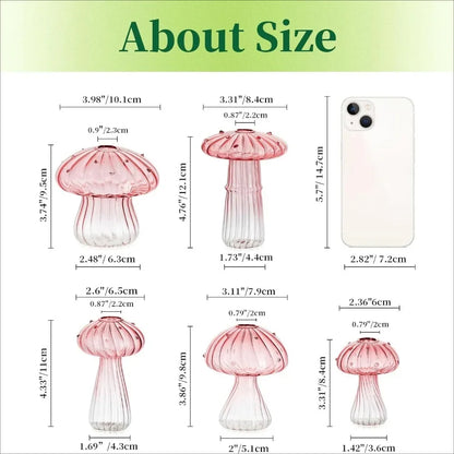 Gradient green mushroom glass propagation vase with fresh herb cutting