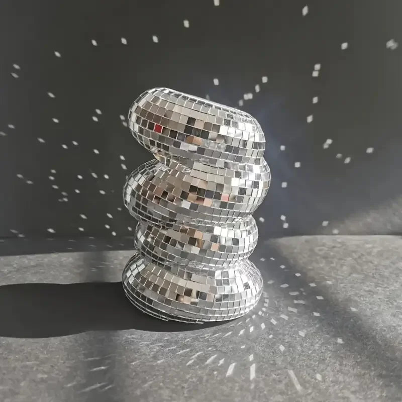Mirrored disco ball vases in all three colorways as gift display