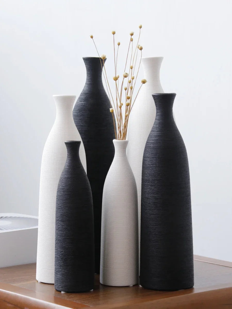 Modern black and white ceramic vase for home office décor