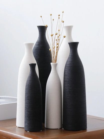 Modern black and white ceramic vase for home office décor