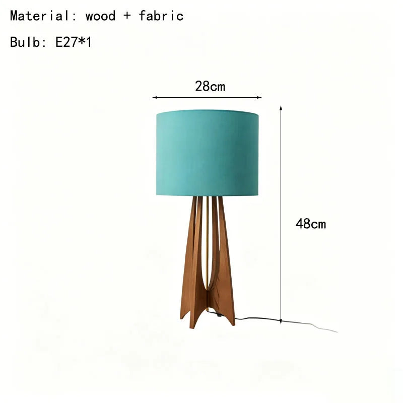 Nordic wood fabric lamp switched off showing clean minimal form