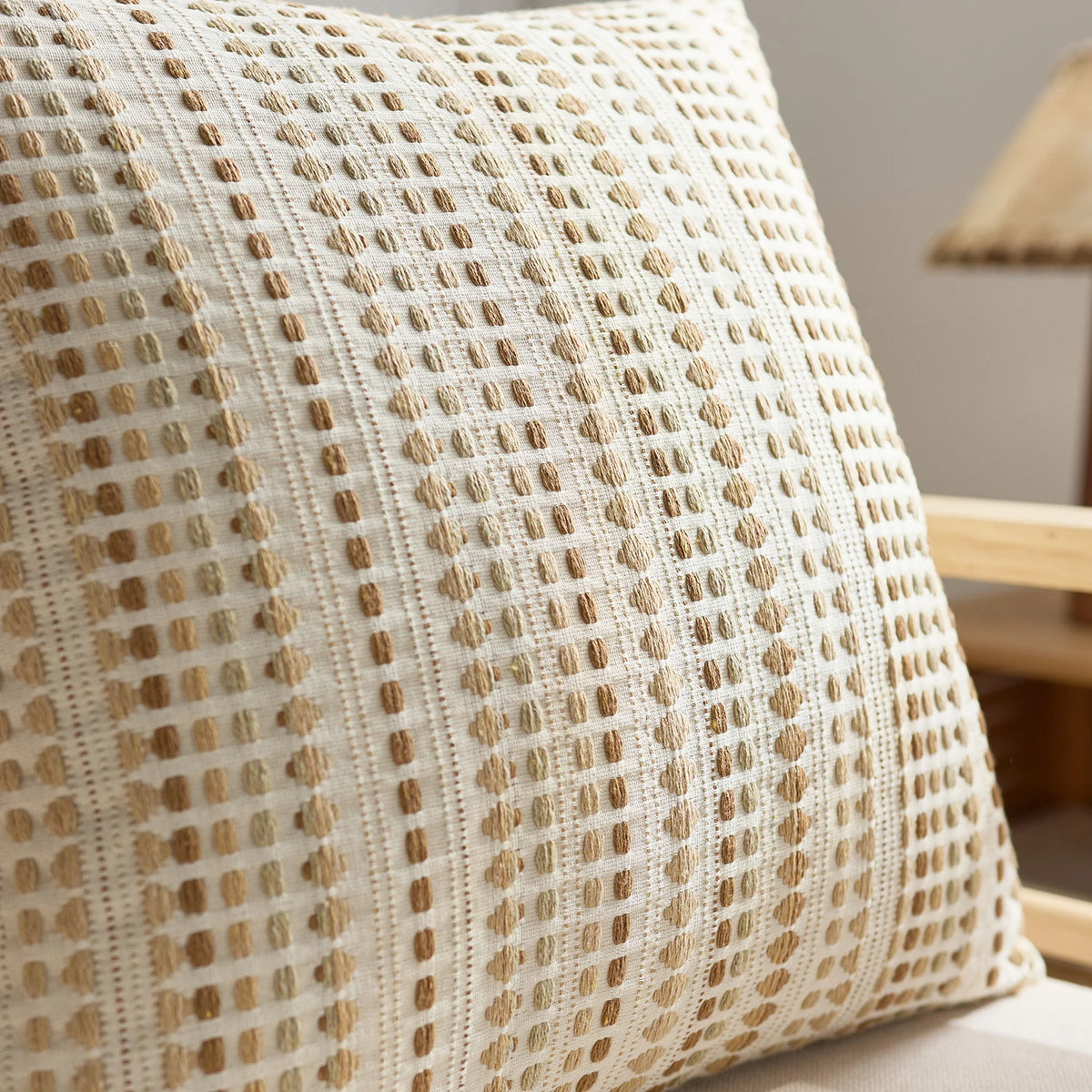 Yarn-Dyed Polka Dot Pillow Cover — styling detail