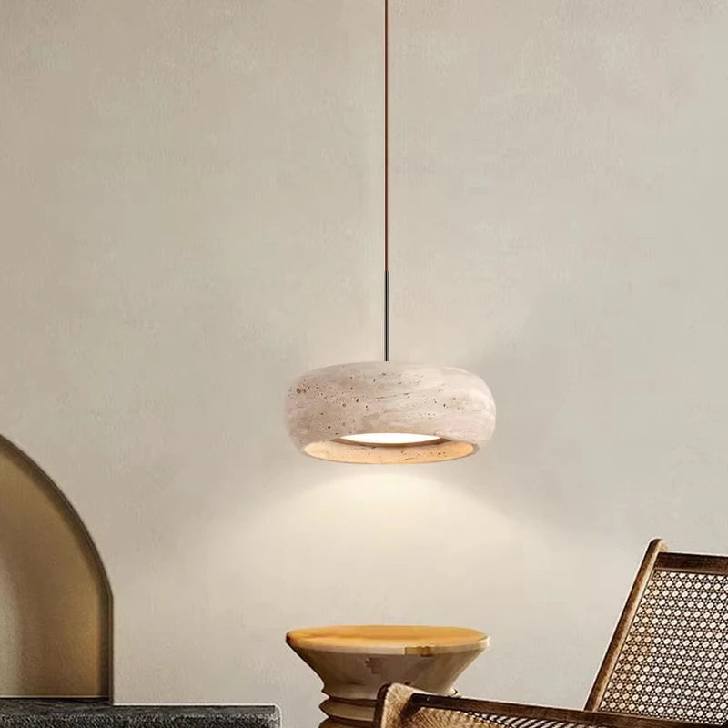 Travertine Disc Pendant Light