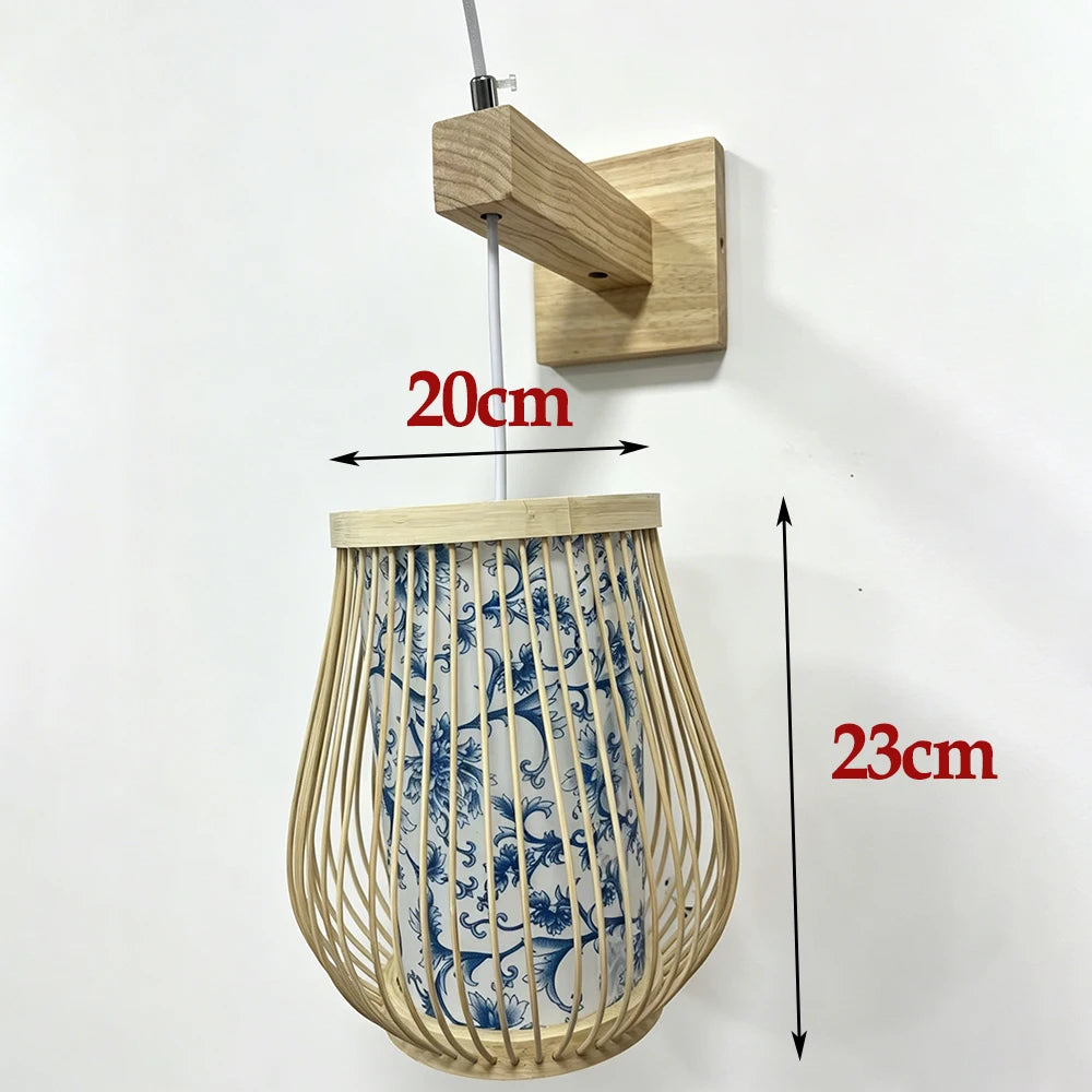 Japanese Retro Bamboo Rattan Wall Sconce