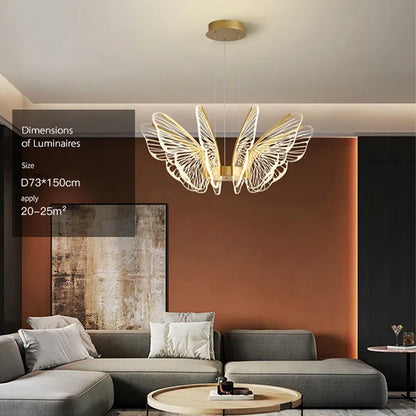 Gold butterfly acrylic chandelier with acrylic butterflies on iron