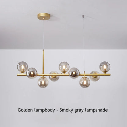 Babysbreath glass shade chandelier on a gold wrought iron frame