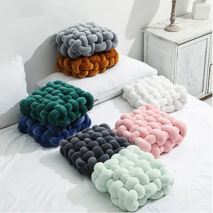 Hand-Woven Knot Throw Pillow — alternate view