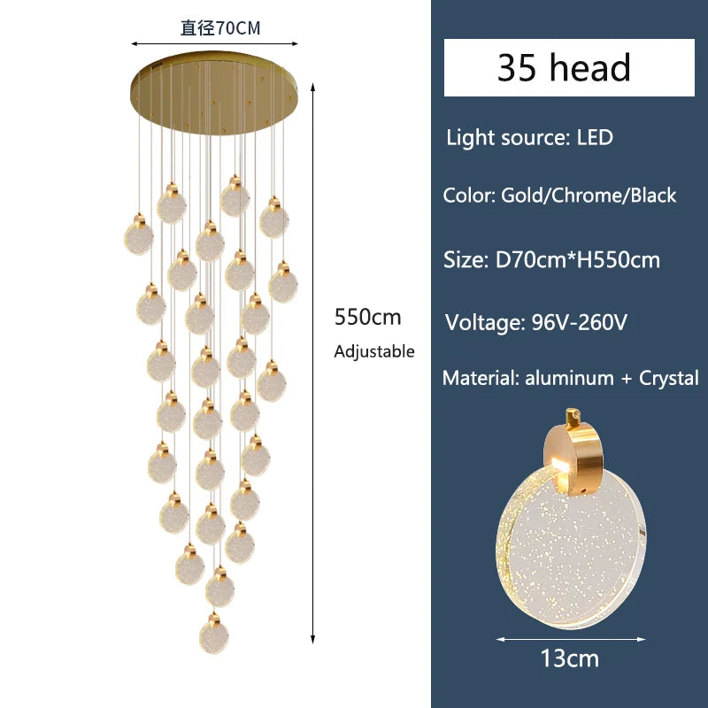 Dimmable postmodern crystal chandelier on a self contained mount