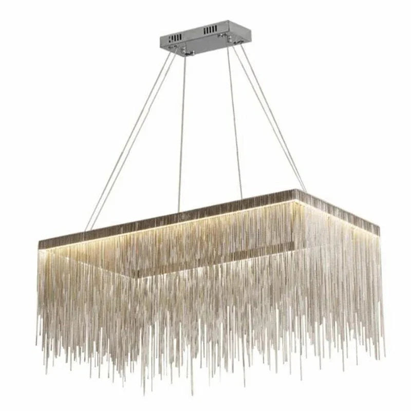 Rose gold chain chandelier, 15.7 inch round, with cold light LED bulbs