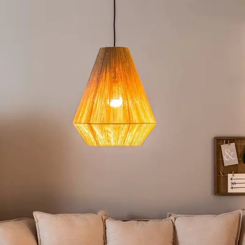 Hand knitted bamboo chandelier at 40 centimetres diameter