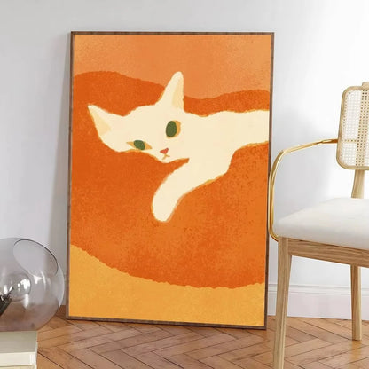 Colorful Cat Interior Canvas Wall Art