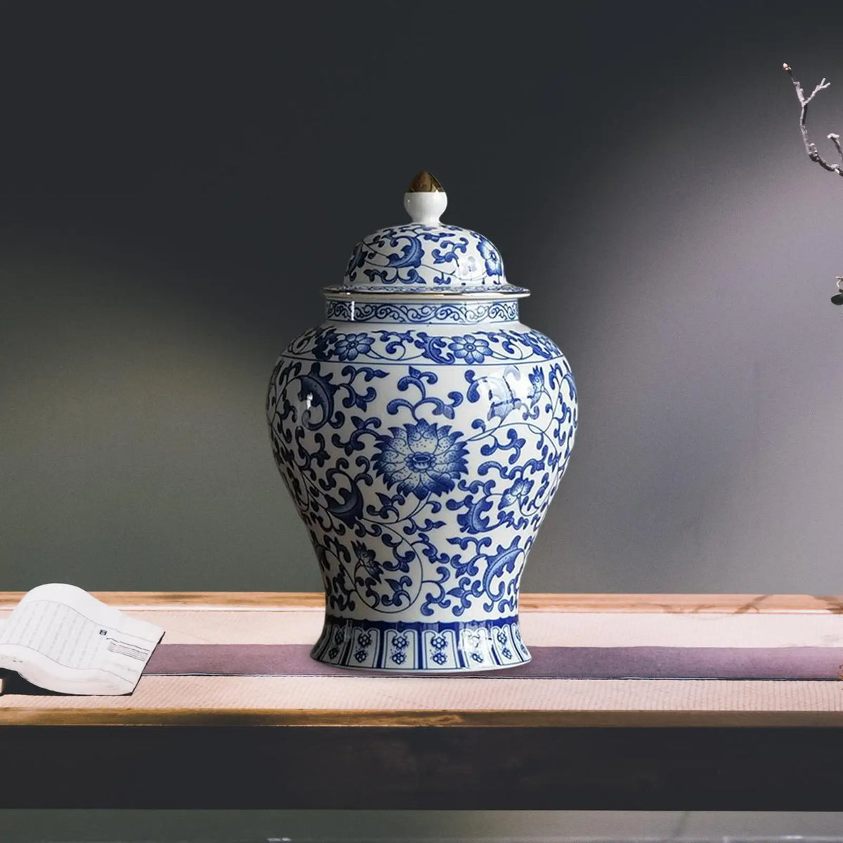 Glazed Ceramic Ginger Jar Vase