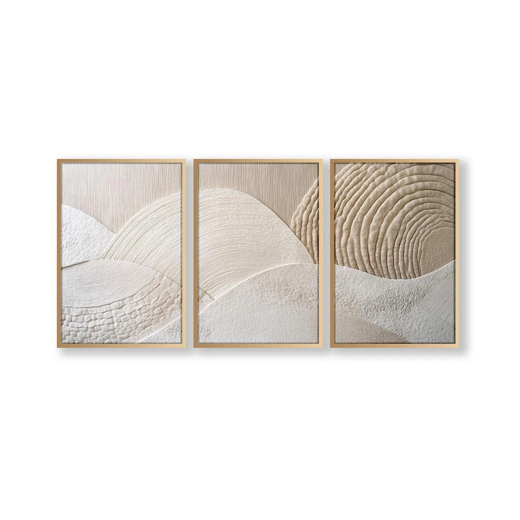 Japandi Nature Abstract Triptych 3-Piece Canvas Set