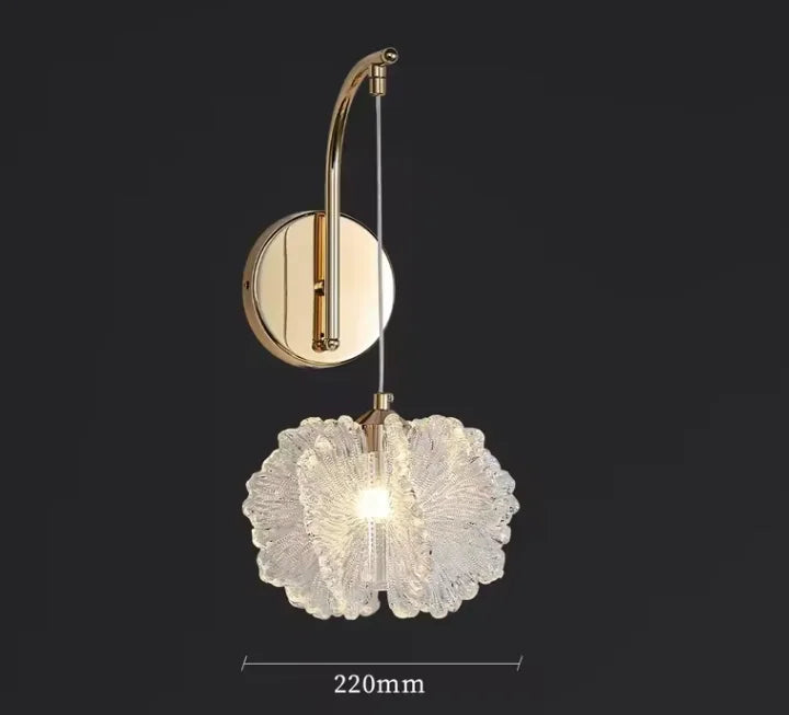 Small acrylic floral chandelier, 8.7 inch diameter, as a bedside accent
