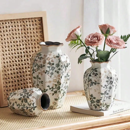 Ice cracked ceramic vase antique blue Zen style for dried flowers
