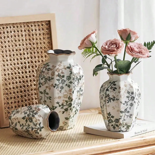 Ice cracked ceramic vase antique blue Zen style for dried flowers