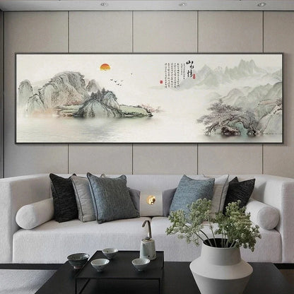 Chinese Landscape Panoramic Canvas Wall Art Print