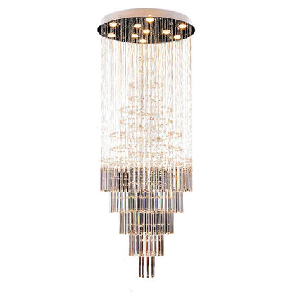 K9 crystal chandelier, 19.7 in across and 59.1 in long, in a hall