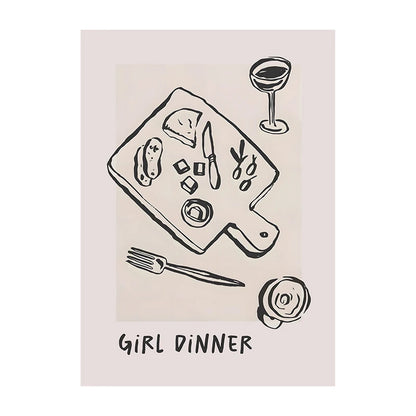 Trendy Kitchen Pizza Sushi Minimalist Canvas Wall Art