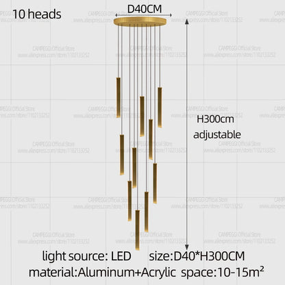 Twenty two rod chandelier, 19.7 in across, with a 157.5 in drop