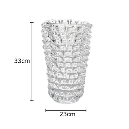Transparent wrinkle vase with single large flower stem display