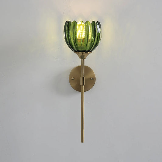 glass wall sconce, front view on white background