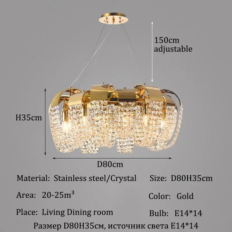 Remote controlled crystal ceiling chandelier with included LED bulbs
