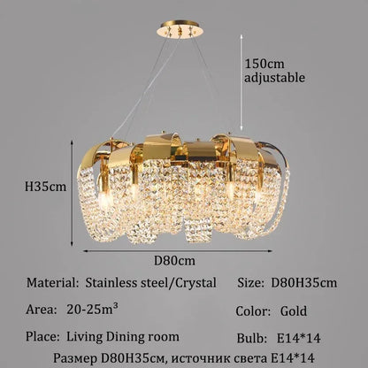 Remote controlled crystal ceiling chandelier with included LED bulbs