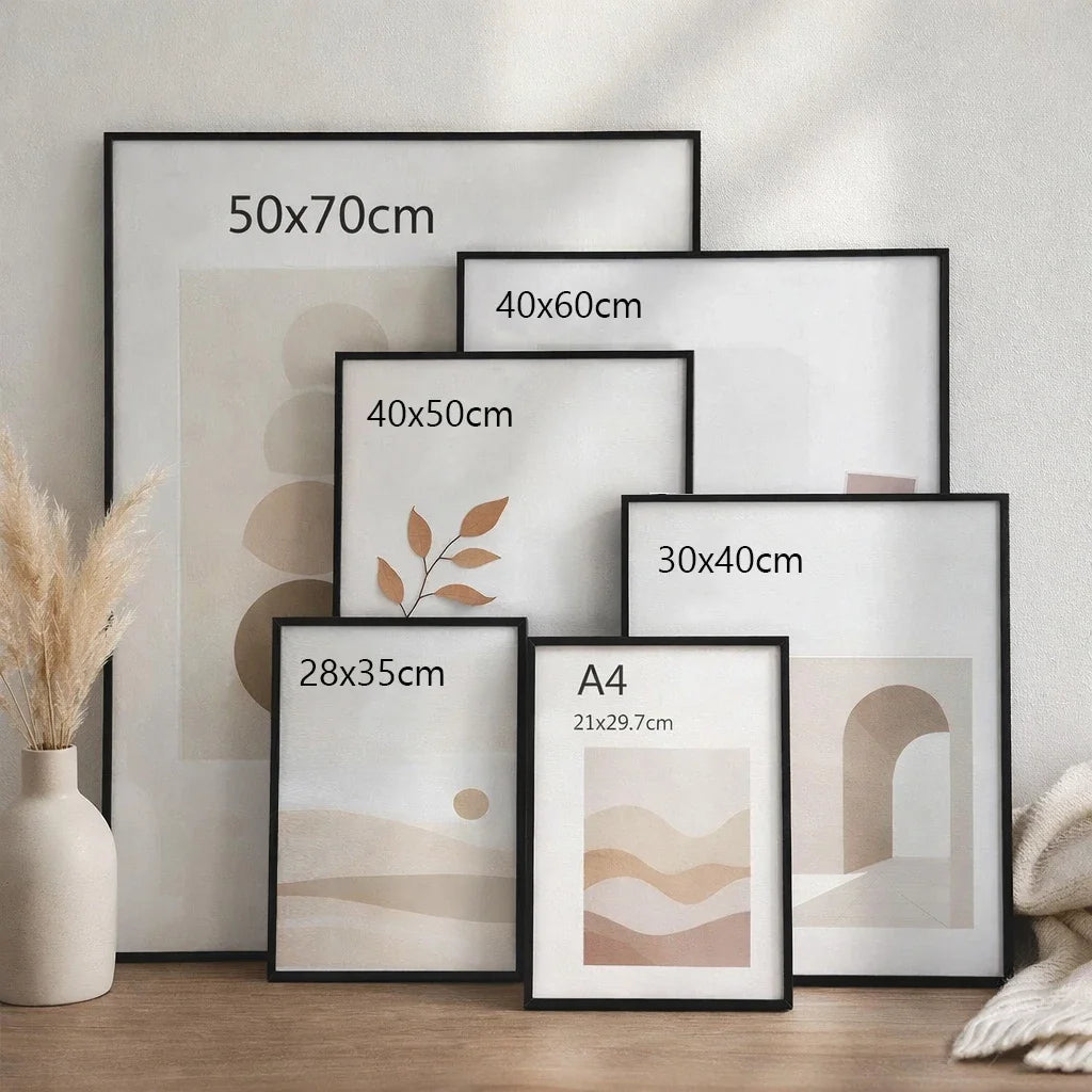 Modern Black Aluminum Multi-Size Gallery Frame Set