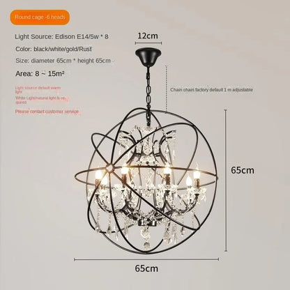 Wrought Iron Orb Chandelier