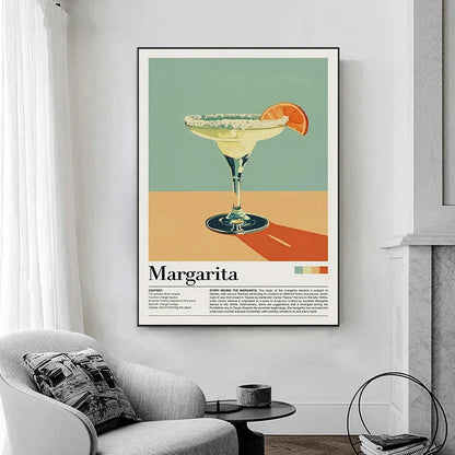 Retro Cafe Cocktail Cappuccino Canvas Wall Art