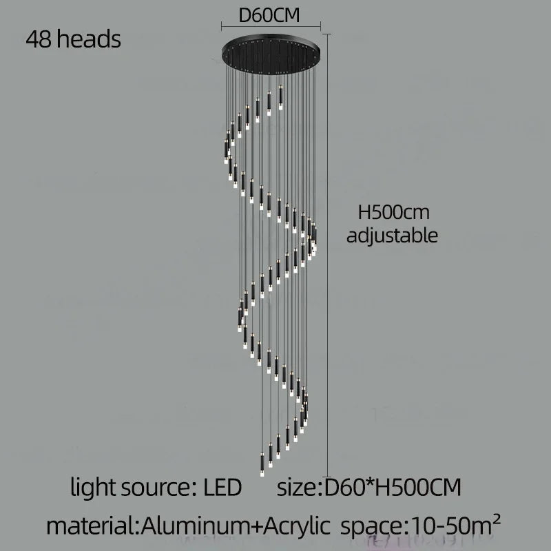 Thirty six head rod chandelier, 23.6 inches wide by 157.5 inch cord drop