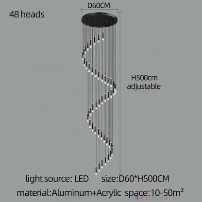Thirty six head rod chandelier, 23.6 inches wide by 157.5 inch cord drop