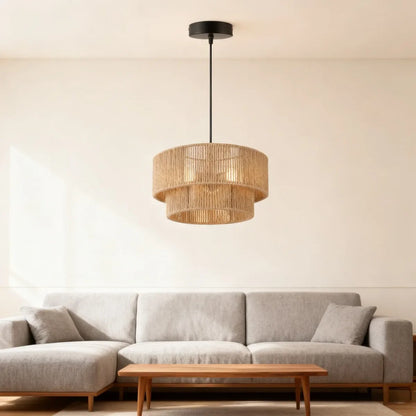 Hemp Rope Drum Shade Pendant
