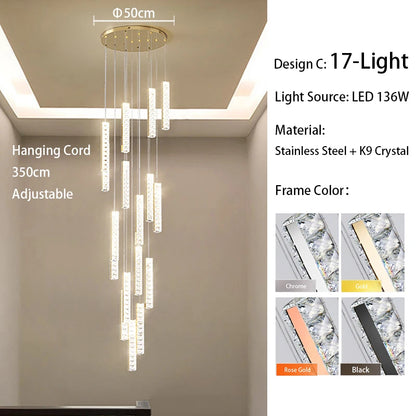 Twenty one light spiral crystal chandelier in a black plated finish