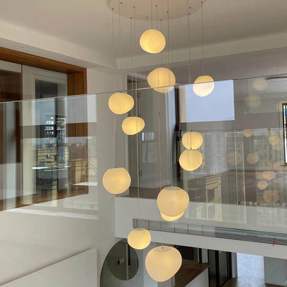 Round chassis chandelier with ten acrylic heads, 15.7 in across