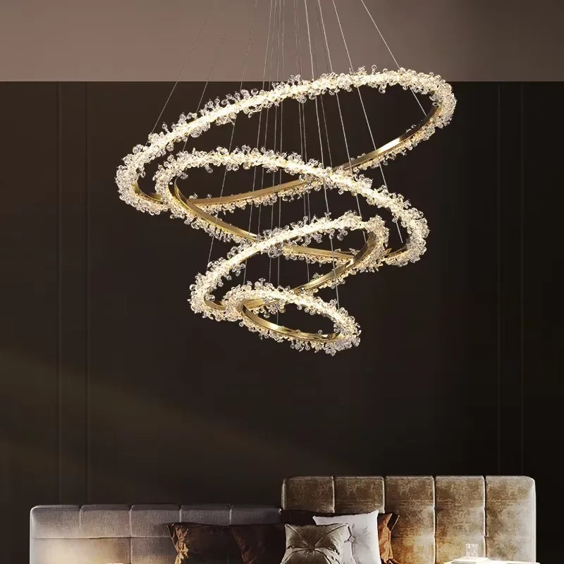 Single ring glass chandelier at 15.7 in across, bulbs not included