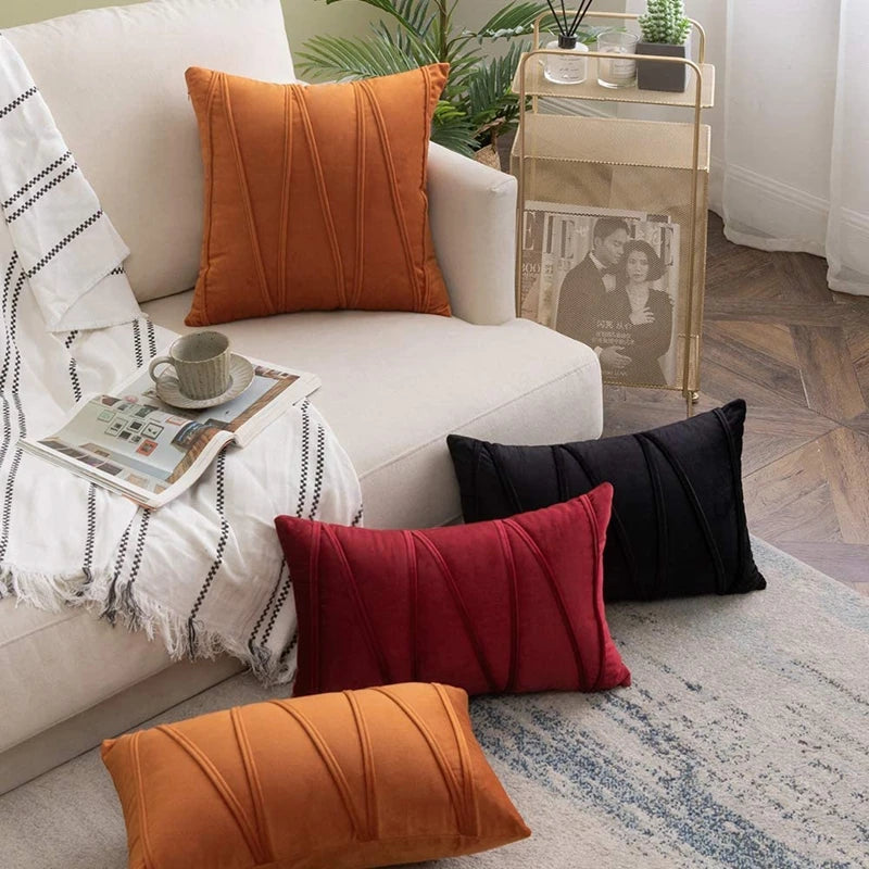 Boho Patchwork Corduroy Pillow Cover — styling detail