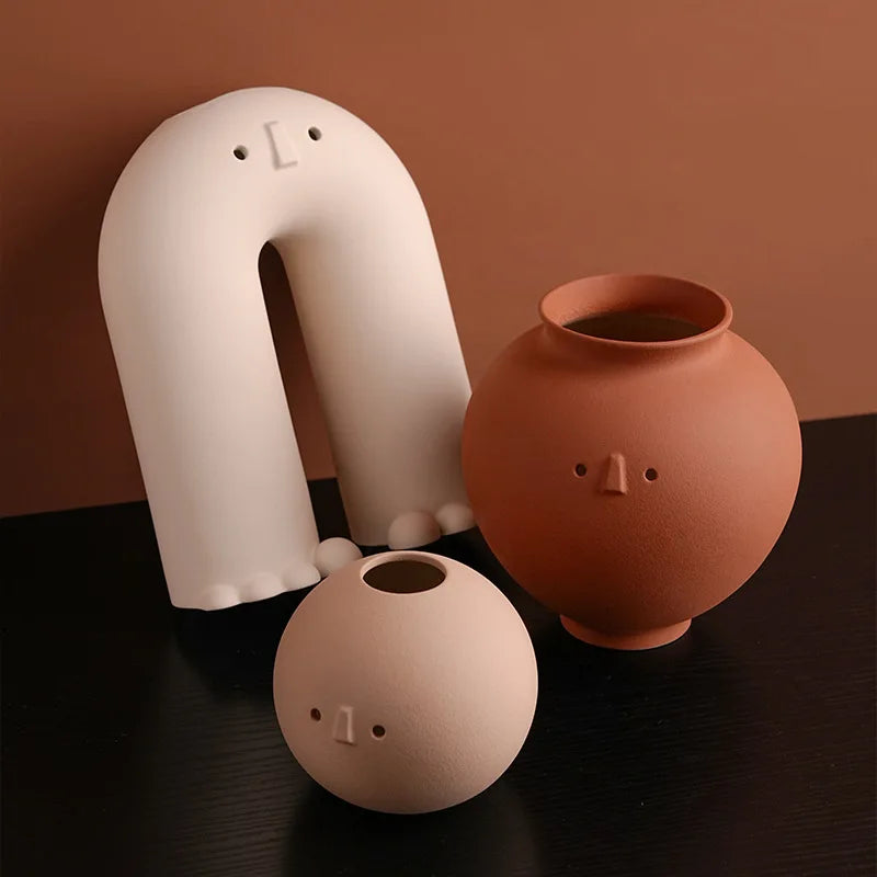 Wabi Sabi ceramic vase desktop foyer art flower arrangement décor
