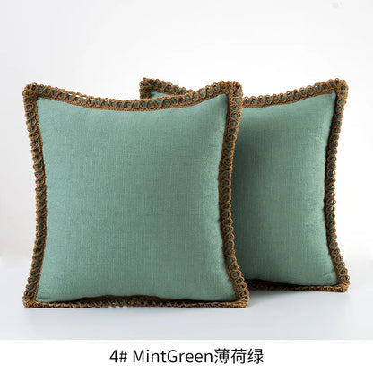 Burlap Linen Farmhouse Pillow Cover — styling detail