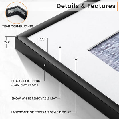 Modern Black Aluminum Multi-Size Gallery Frame Set
