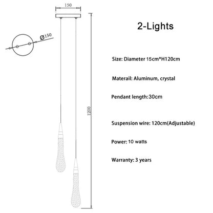 Crystal chandelier with three lights on a slim plated steel frame