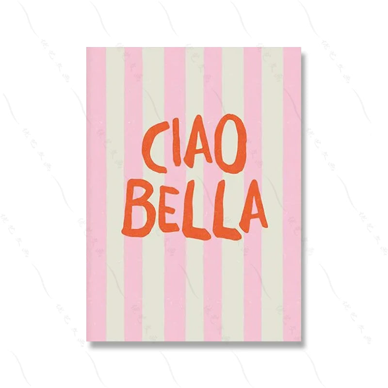 Italian Dolce Vita vintage wall art print set — multiple size comparison