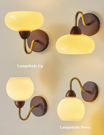 Neoclassical Wood Glass Wall Sconce