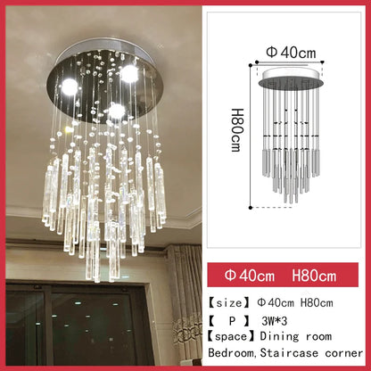 Downward facing crystal shades on an art deco chandelier frame