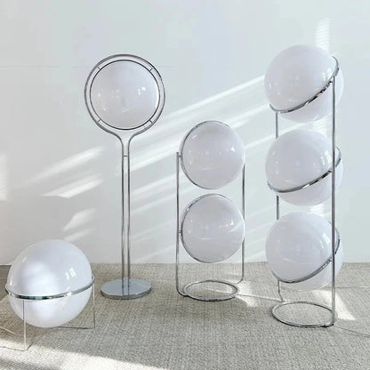 Acrylic ball floor lamp warm light mode casting soft ambient glow